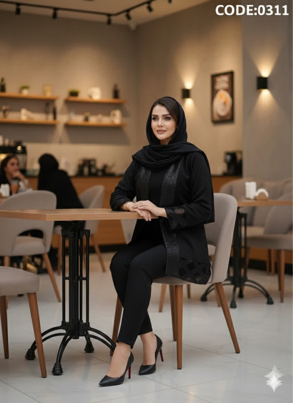 مانتو مجلسی زنانه مشکی مزونی
