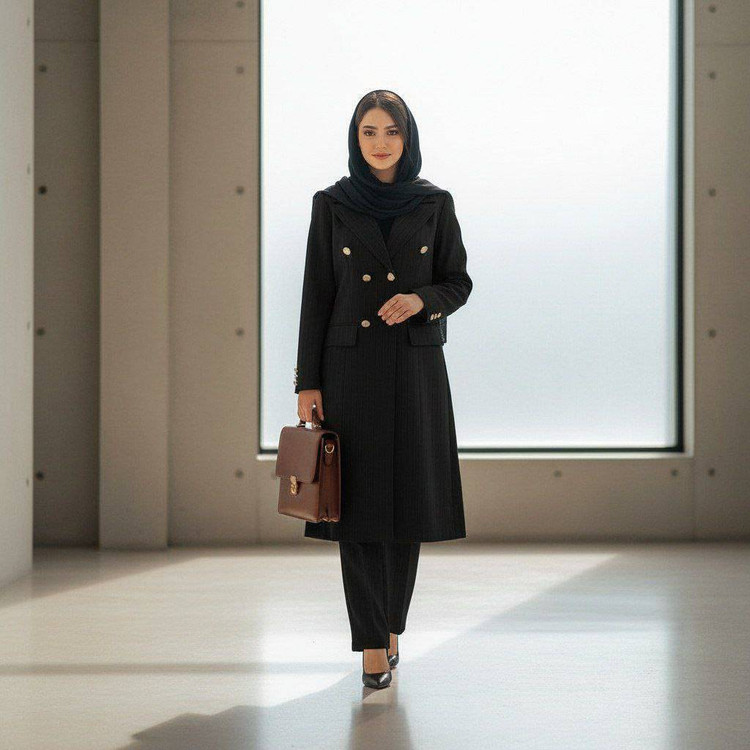 مانتو شلوار زنانه اداری کتان پلاس دیپلمات