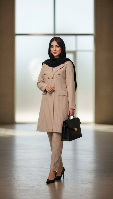 مانتو شلوار زنانه اداری کتان پلاس دیپلمات