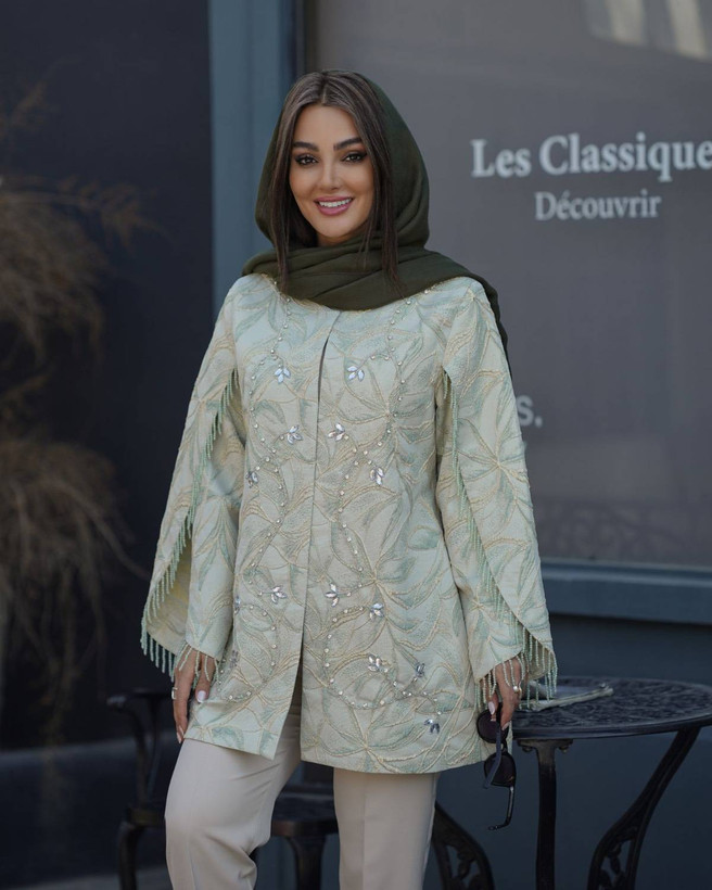 مانتو ژاکارد جواهر دوزی زنانه