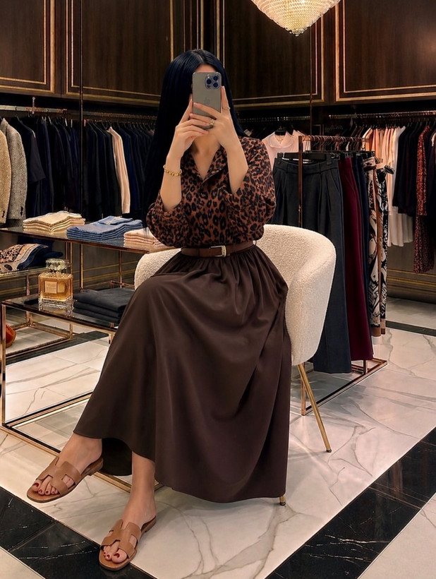 سه تیکه شومیز دامن پلنگی
